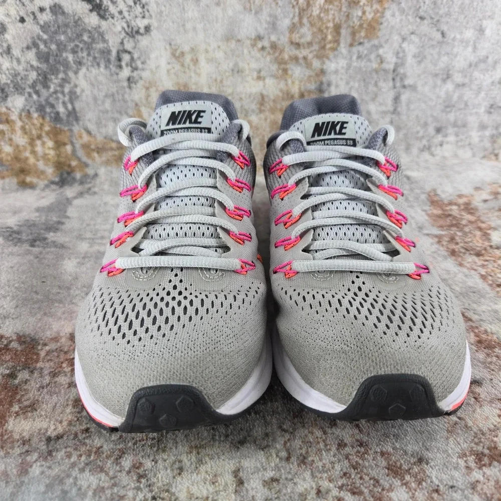 Nike Air Zoom Pegasus 33 Running Shoes Womens 7.5 Grey Pink 831356-006